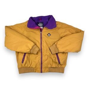 Vintage 1980s Woolrich Sigment Gear Mustard Purple Fleece Lined Jacket Size Larg